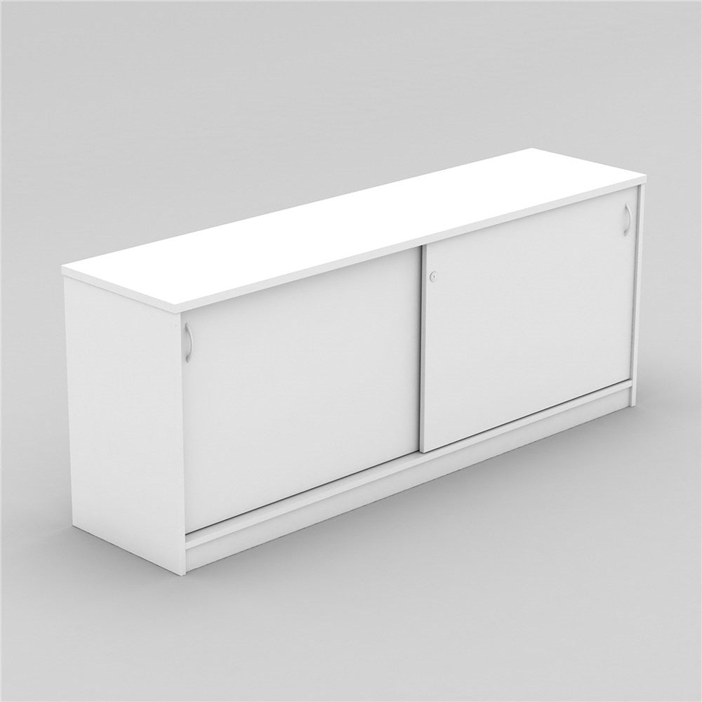 OM Credenza Lockable Sliding Doors 1800W x 450D x 720H White | Office Furniture Designs
