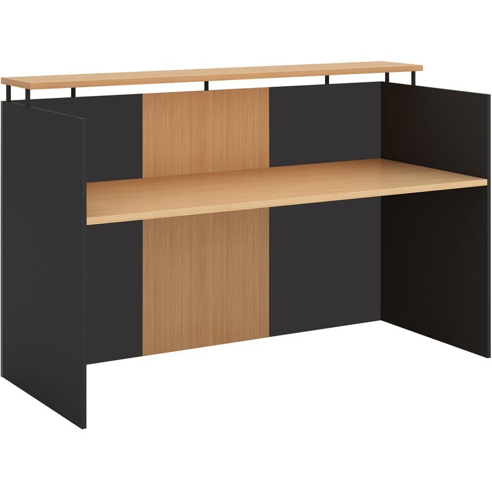 OM Reception Counter 1800W x 750D x 1100H No return Beech & Charcoal | Office Furniture Designs