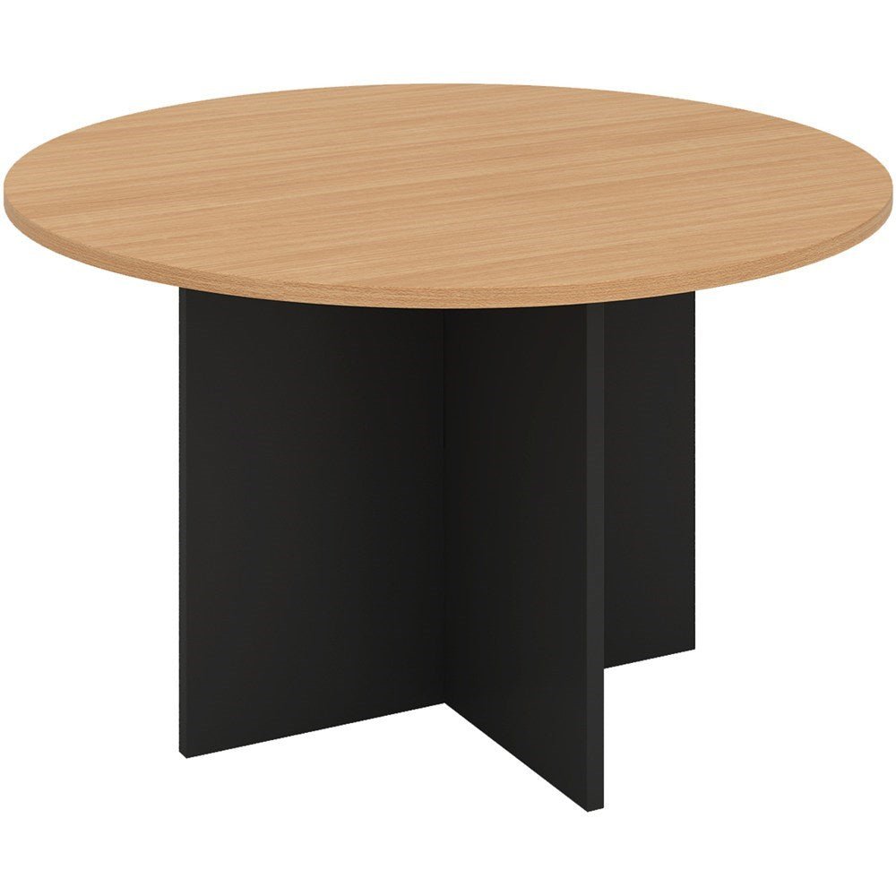 OM Round Meeting Table 1200 Diameter Beech & Charcoal | Office Furniture Designs