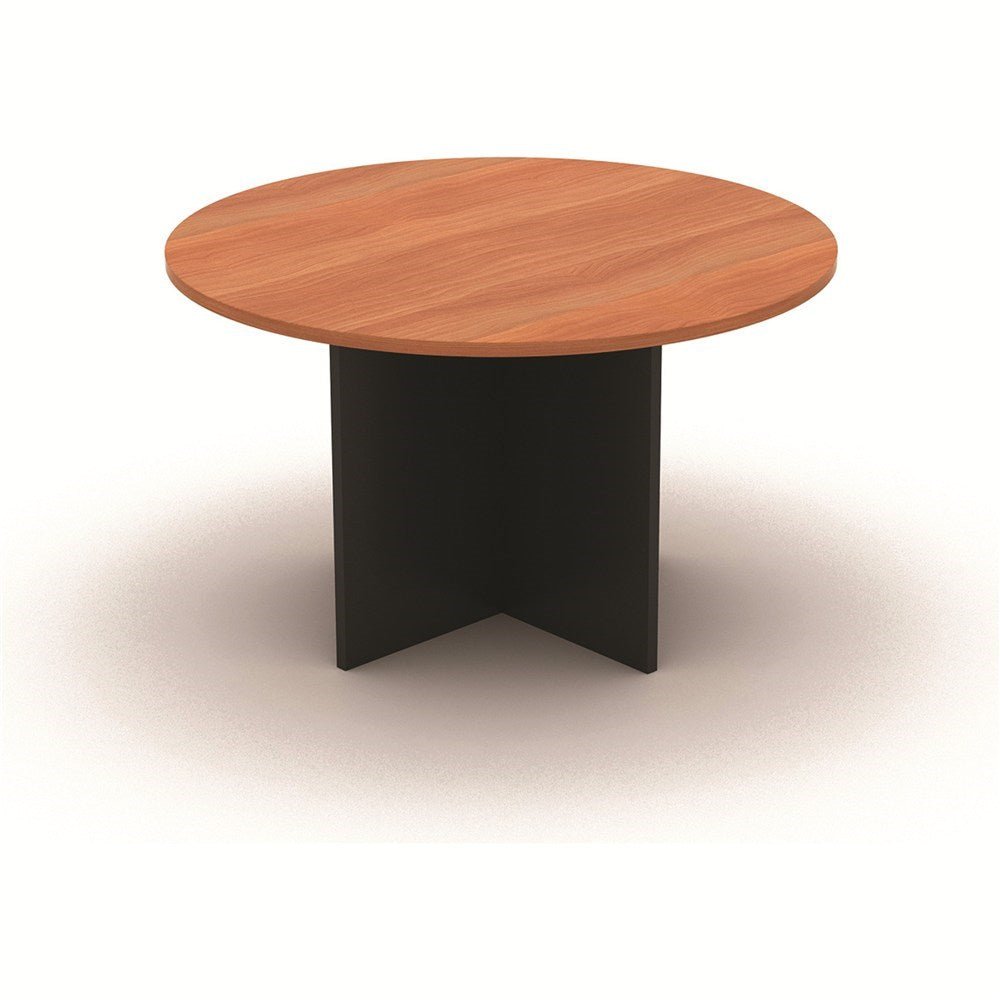 OM Round Meeting Table 900 Diameter Cherry & Charcoal | Office Furniture Designs