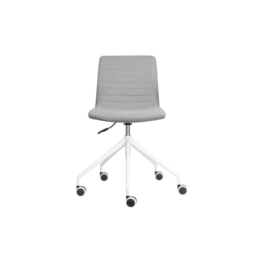 Pixel Swivel 5 Star Base Chair No Arms White & Light Grey Fabric | Office Furniture Designs