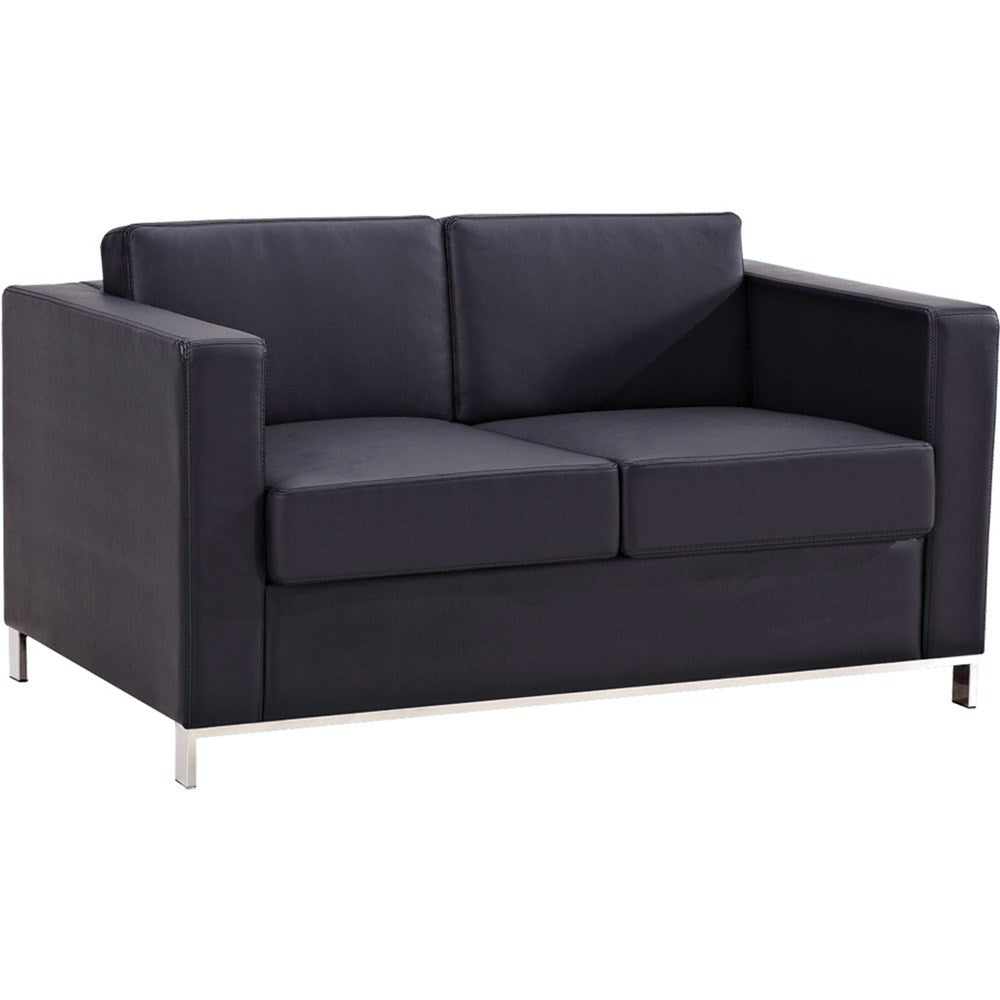 Plaza Lounge Black PU 1400W x 790D x 740H 2 Seater Black | Office Furniture Designs