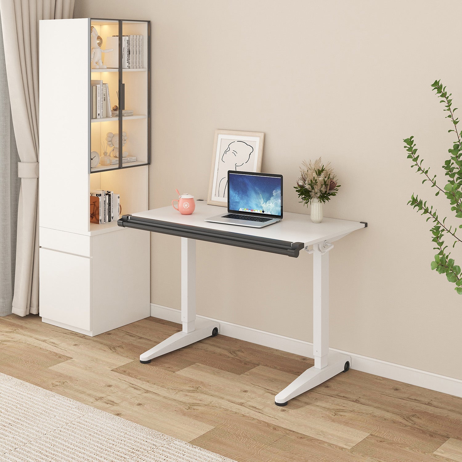 Pneumatic Height Adjustable Flip Drawing Table | Office Furniture Designs
