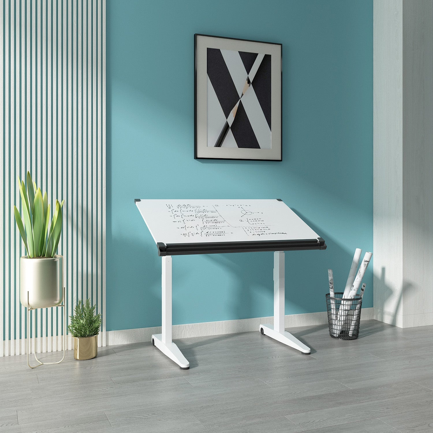 Pneumatic Height Adjustable Flip Drawing Table | Office Furniture Designs