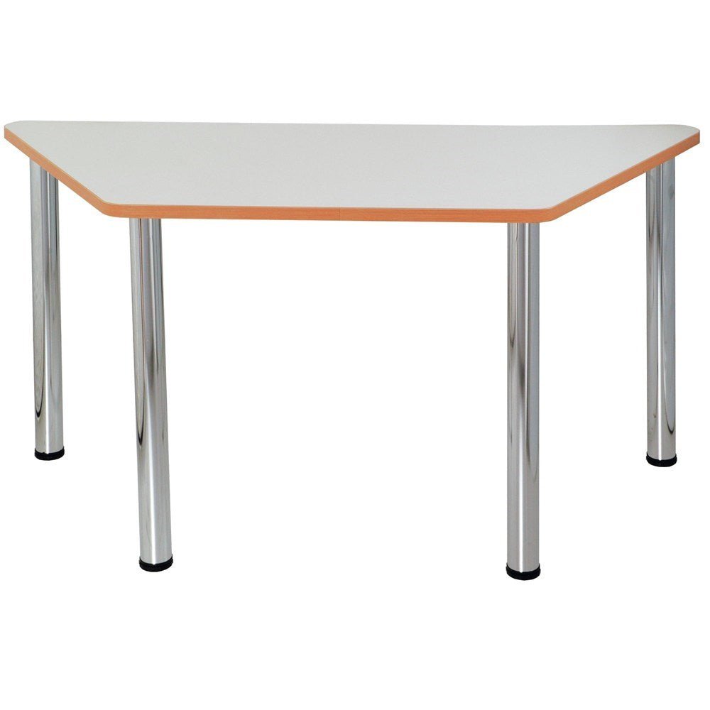 Quorum Geometry Meeting Table 1500W x 750D x 740H Trapezoid Off White & Chrome | Office Furniture Designs