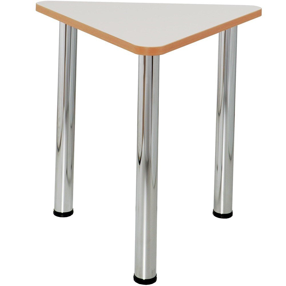 Quorum Geometry Meeting Table 750W x 740H 60 Degree Triangle Off White & Chrome | Office Furniture Designs