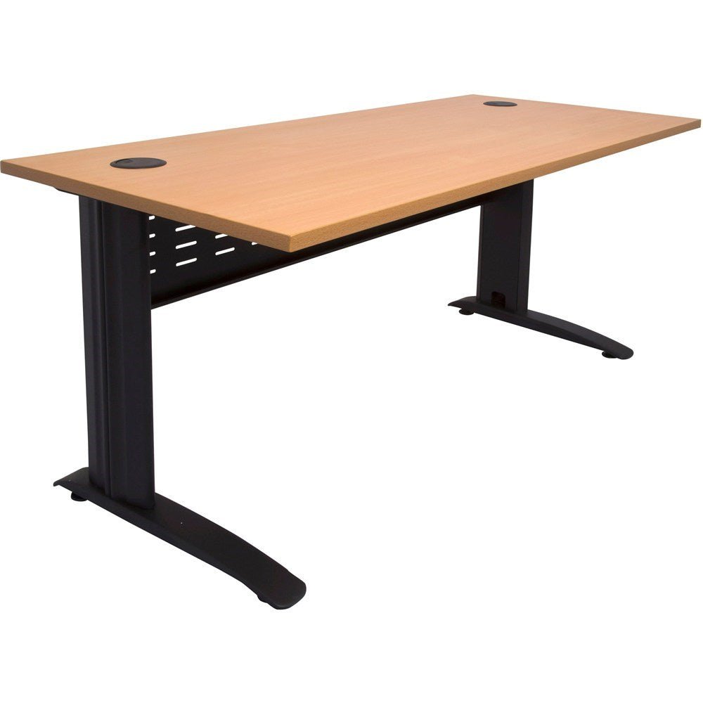 Rapid Span Straight Desk 1500W x 700D x 730H Beech & Black | Office Furniture Designs