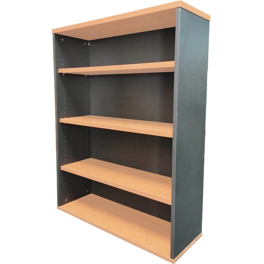 Rapid Worker Bookcase 900W x 315D x 1200H 3 Shelves Beech & Ironstone | Office Furniture Designs