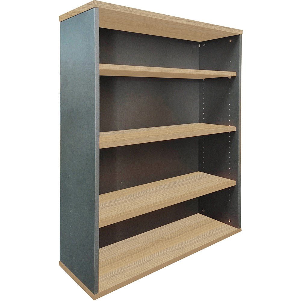 Rapid Worker Bookcase 900W x 315D x 1200H 3 Shelves Oak & Ironstone | Office Furniture Designs
