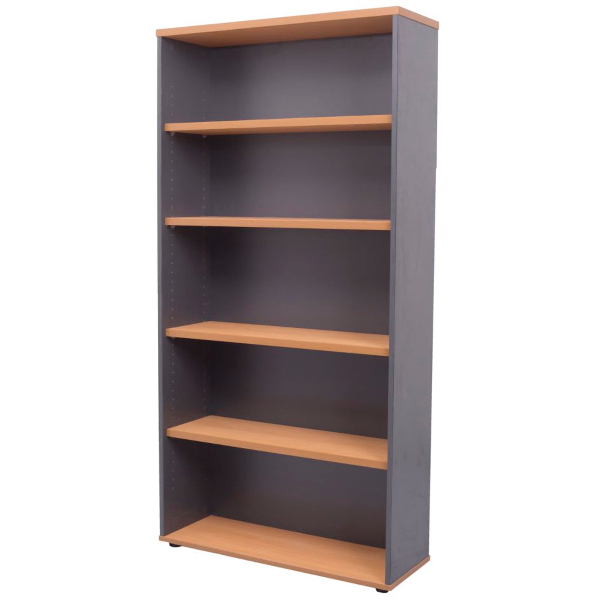 Rapid Worker Bookcase 900W x 315D x 1800H 4 Shelves Beech & Ironstone | Office Furniture Designs