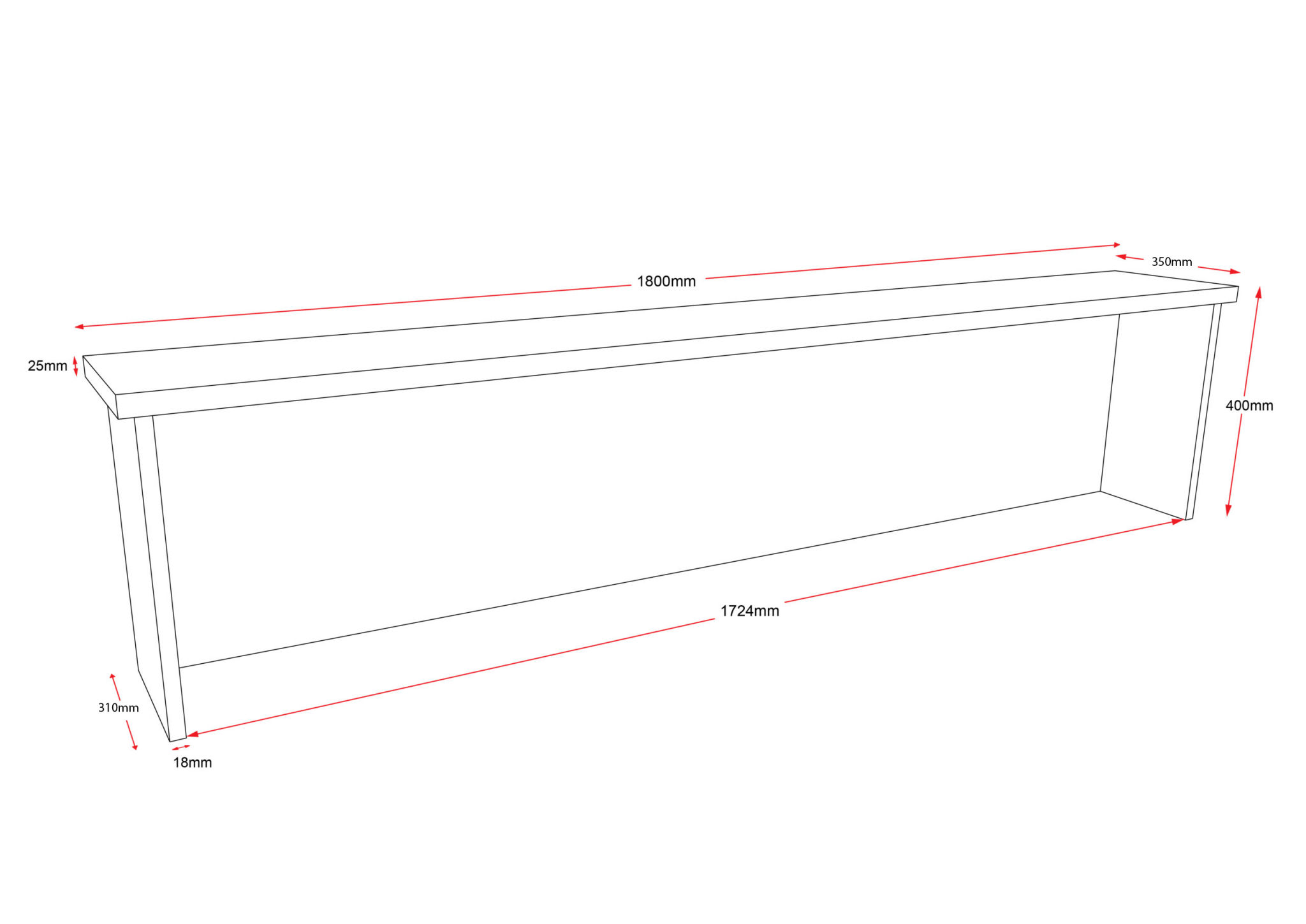 Rapid Worker Desk Hob 1800W x 350D x 400H White & Ironstone | Office Furniture Designs