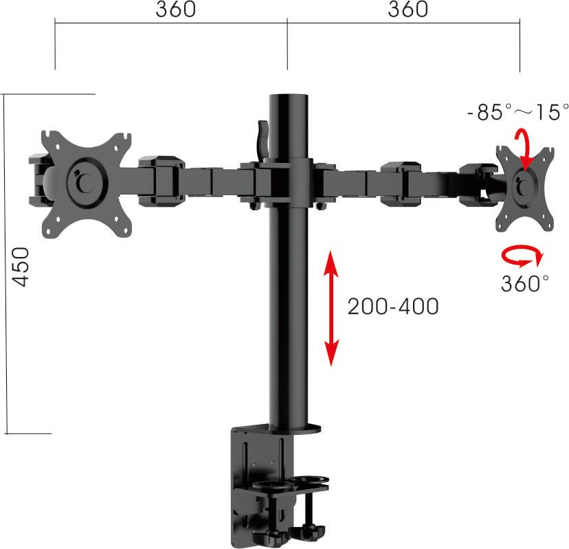 Revolve Monitor Arm Black Dual Black | Office Furniture Designs
