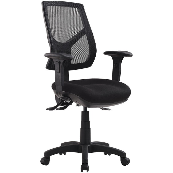 Rio High Back Task Chair 3 Lever Mesh Back Black Fabric | Office ...
