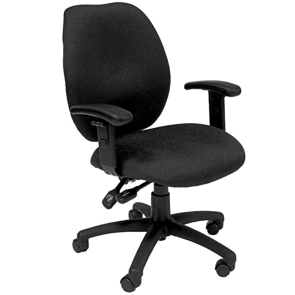 Sabina Typist Chair High Back 3 Lever Black Pattern Fabric With Arms Black | Office Furniture Designs