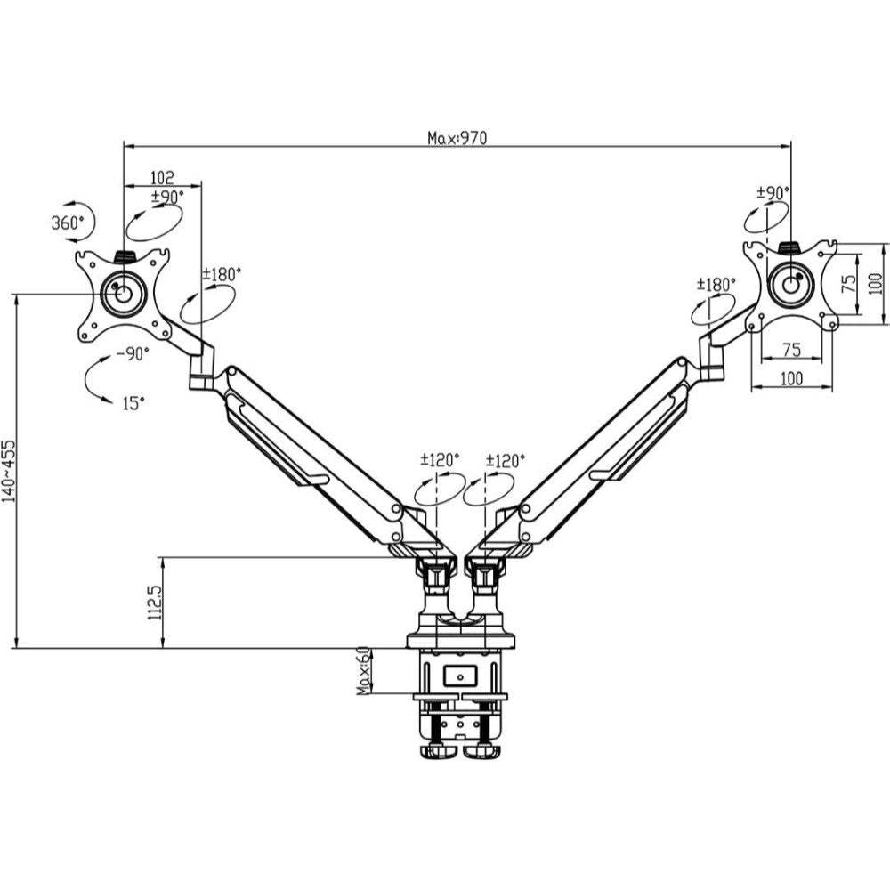 Scimitar Monitor Arm White Dual White | Office Furniture Designs