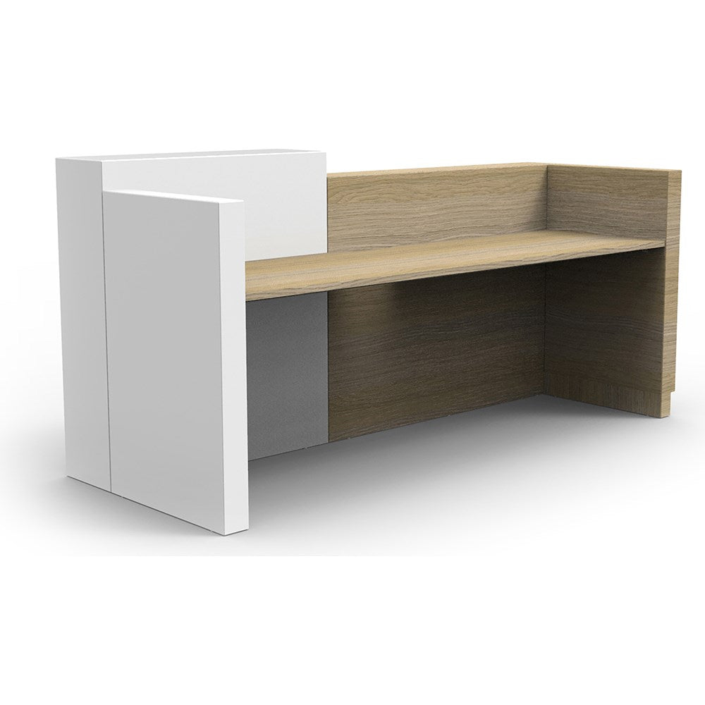 Sempre Reception Counter 2400W x 950D x 1150mmH 2400W x 950D x 1150H White & Oak | Office Furniture Designs