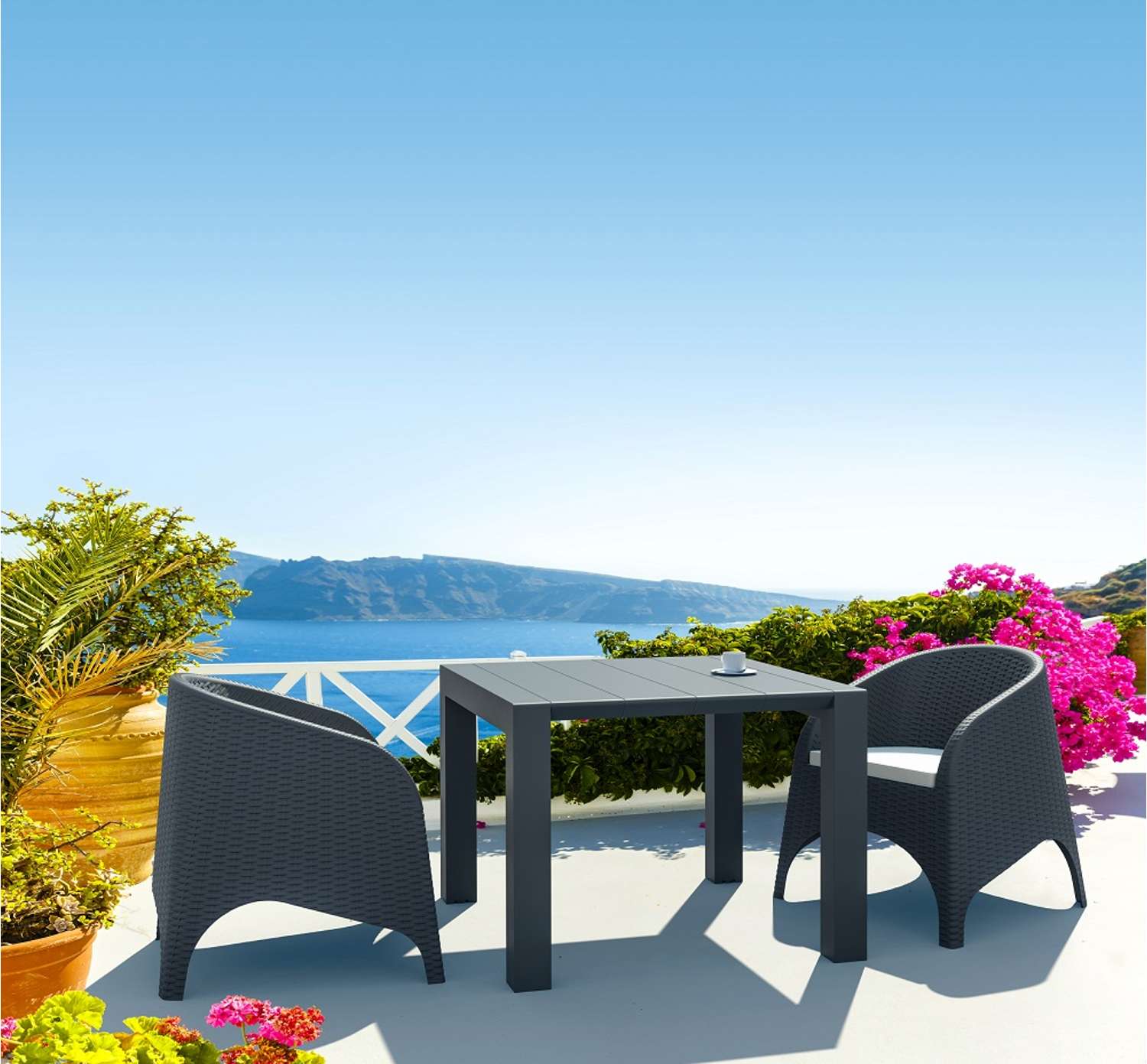 Siesta 3 Piece Patio Rattan Set with Aruba Arm Chairs Anthracite | Office Furniture Designs