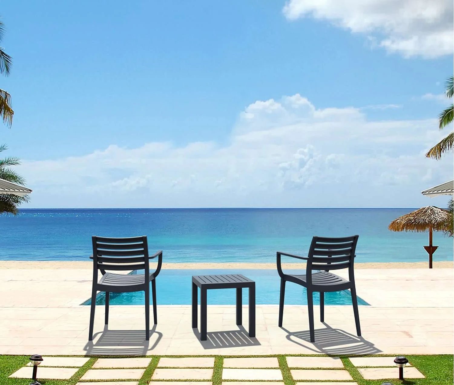 Siesta 3 Piece Pool Side Setting with Artemis Arm Chair Anthracite | Office Furniture Designs