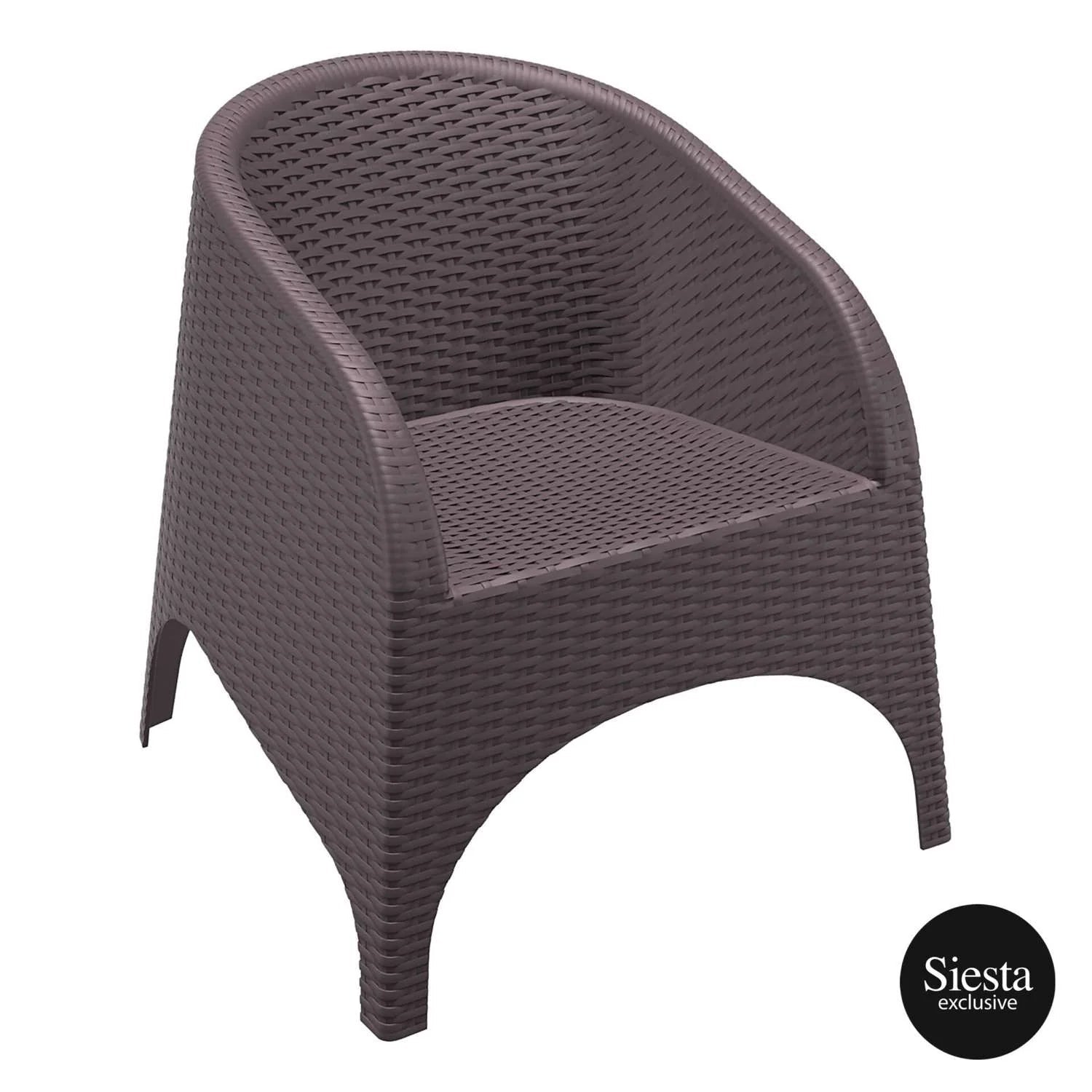 Siesta 3 Seat Patio Rattan Set with Aruba Arm Chairs Chocolate | Office Furniture Designs