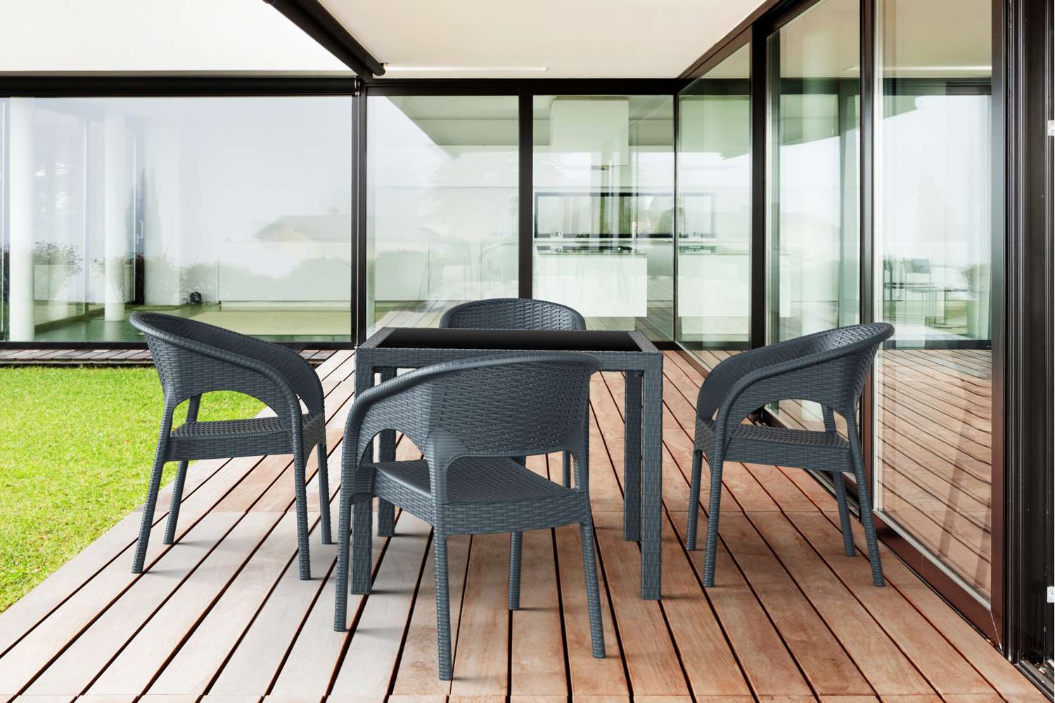 Siesta 4 Piece Balcony Setting with Panama Arm Chair Anthracite | Office Furniture Designs