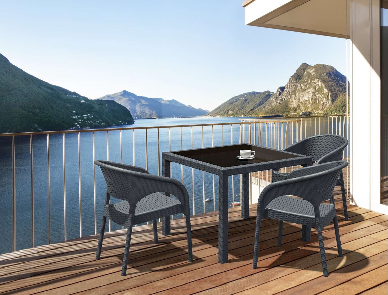 Siesta 4 Piece Balcony Setting with Panama Arm Chair Anthracite | Office Furniture Designs