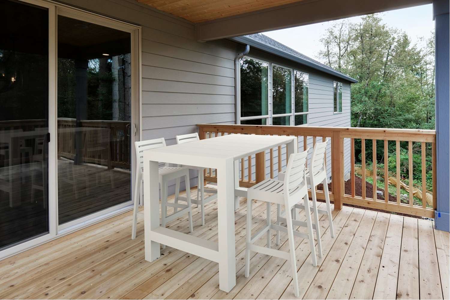 Siesta 5 Piece Outdoor Bar Table Setting with Ares Bar Stools White | Office Furniture Designs