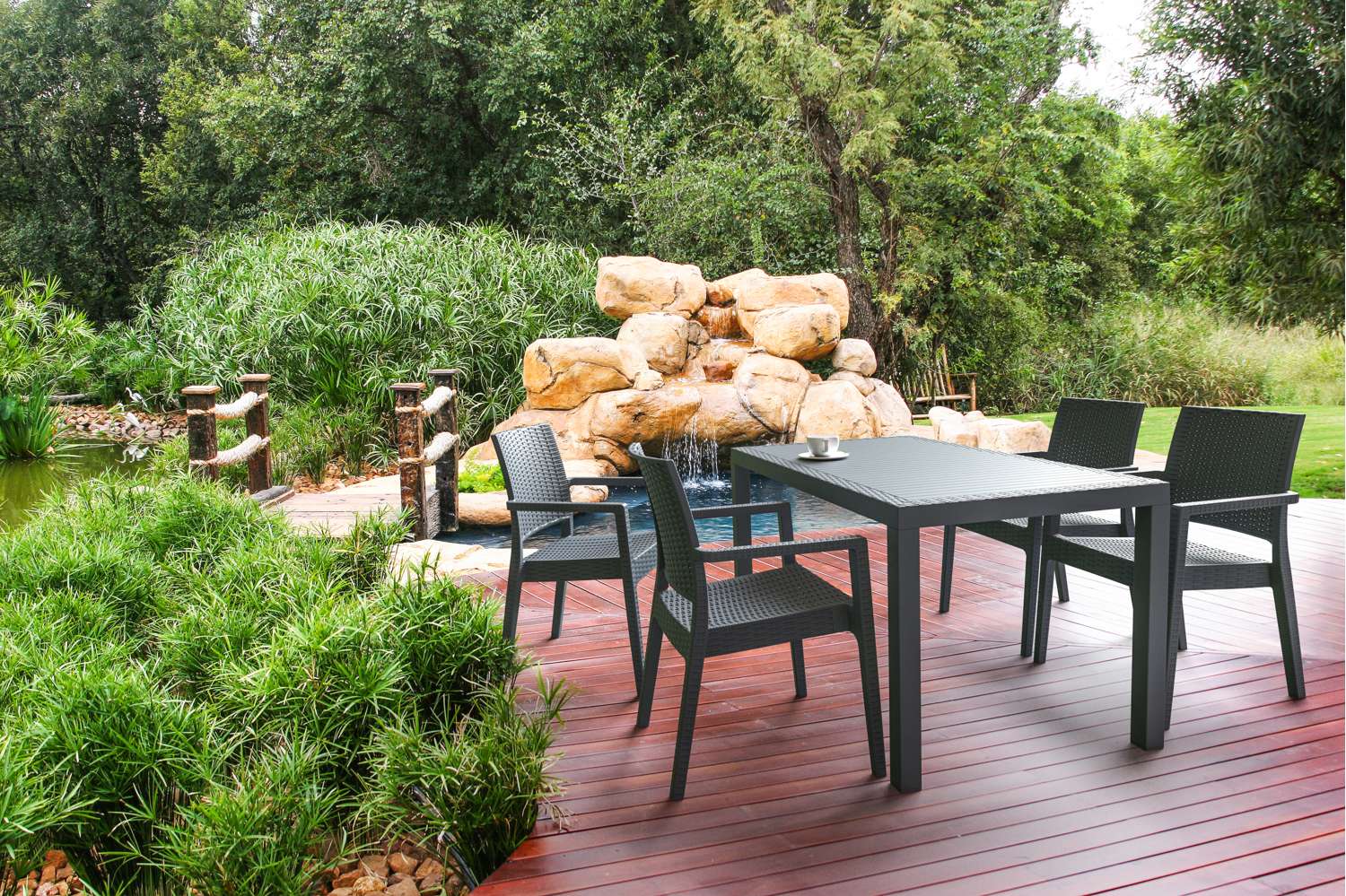 Siesta 5 Piece Resin Rattan Outdoor Dining Setting Anthracite | Office Furniture Designs