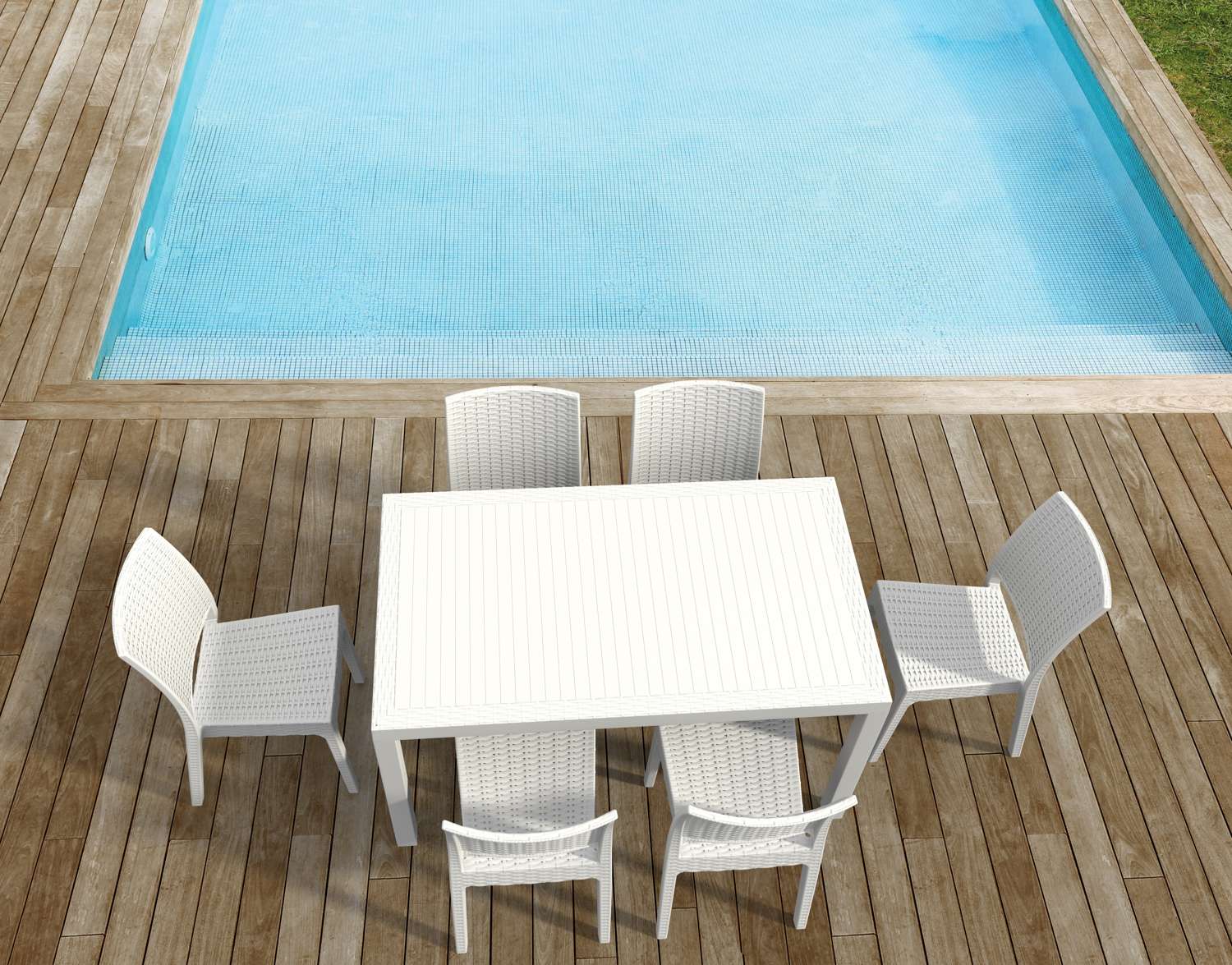 Siesta 7 Piece Resin Rattan Dining Setting with Florida Chair White | Office Furniture Designs