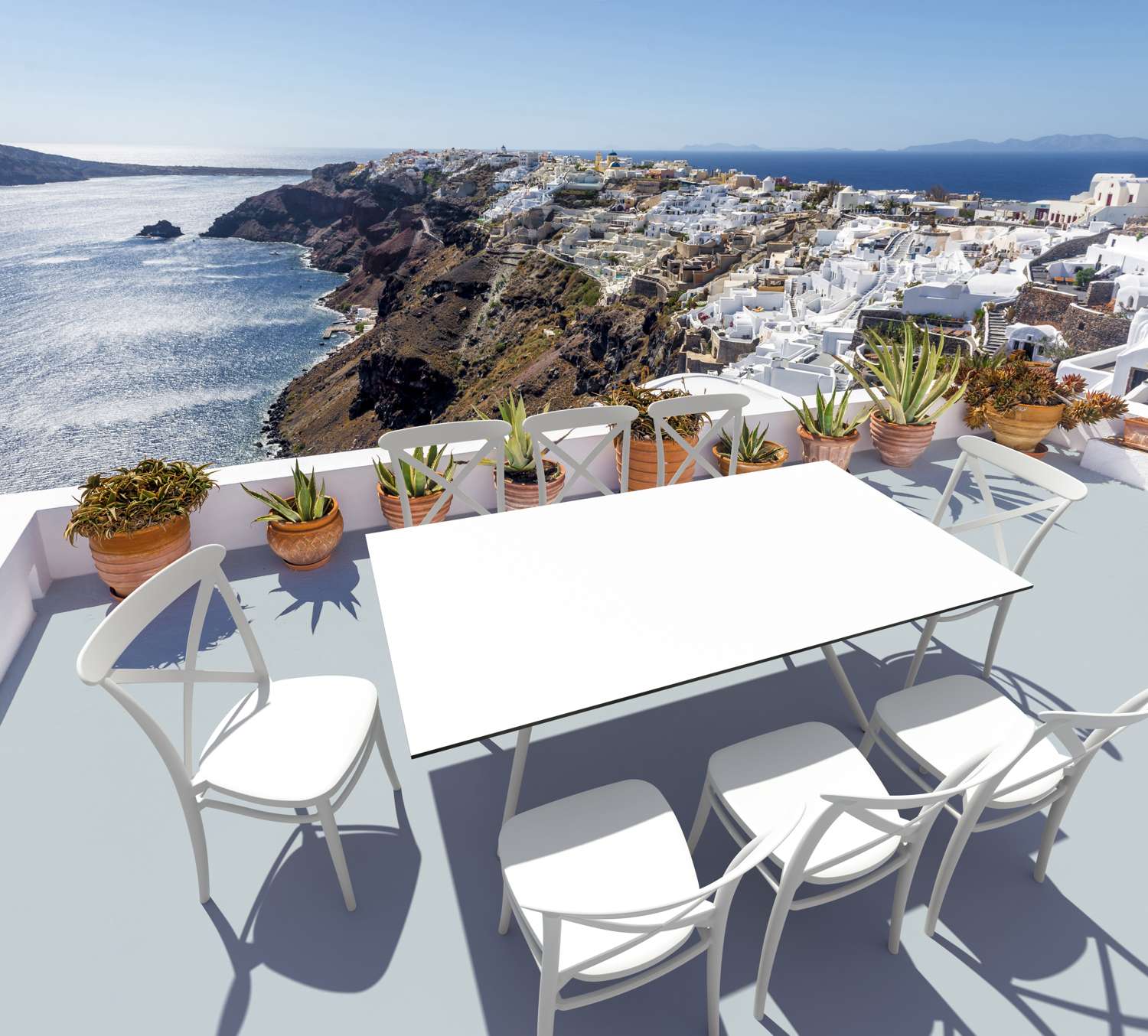 Siesta 9 Piece Balcony Setting with Cross Chairs White | Office Furniture Designs