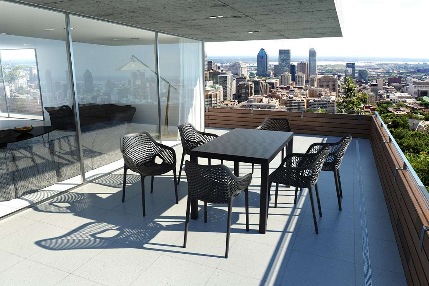 Siesta Air XL Arm Chair 7 Piece Dining Setting Black | Office Furniture Designs