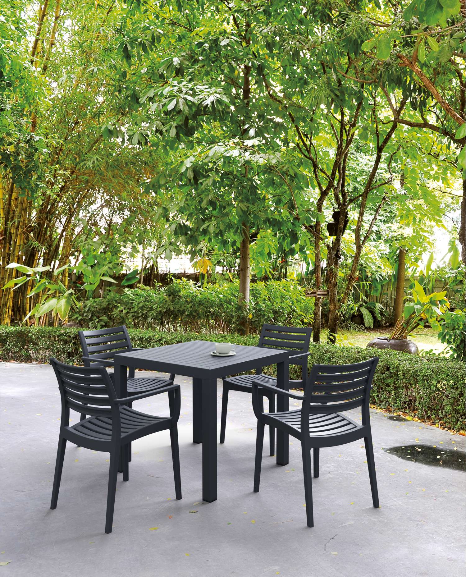 Siesta Ares 5 Piece Outdoor Dining Set with Artemis Arm Chair Black | Office Furniture Designs