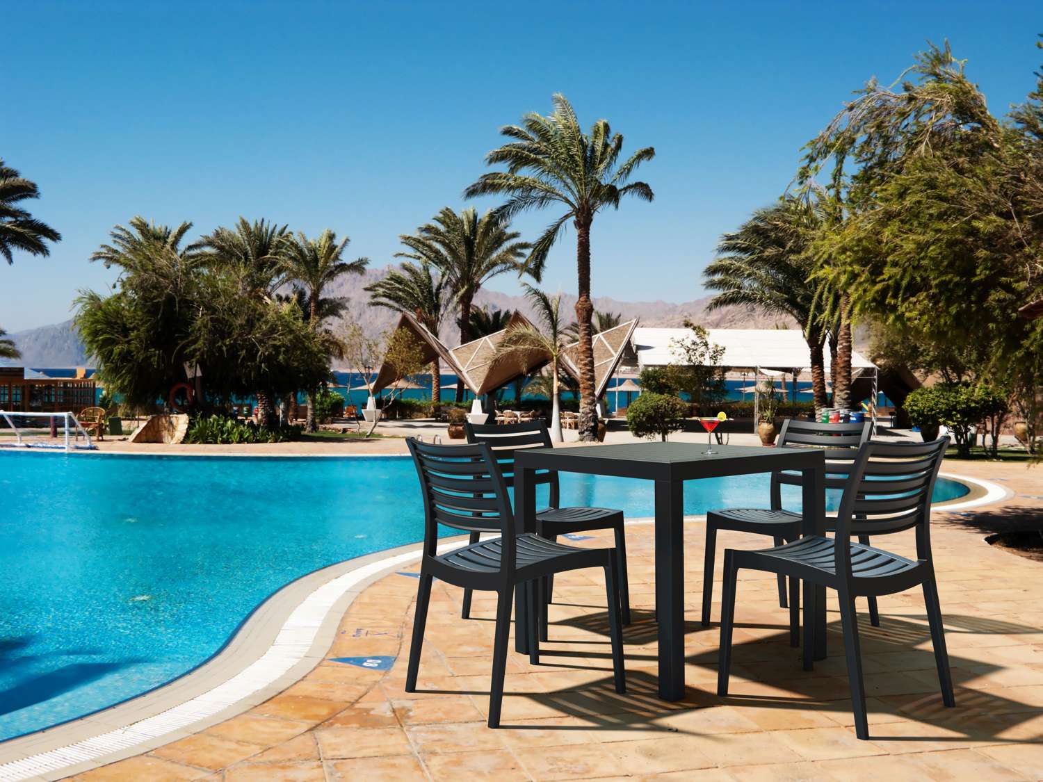 Siesta Ares 5 Piece Outdoor Table Setting Black | Office Furniture Designs