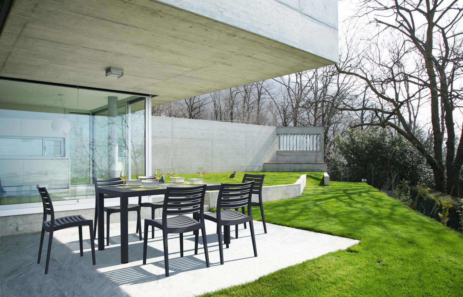 Siesta Ares Balcony Table Setting with 6 Seats Black | Office Furniture Designs