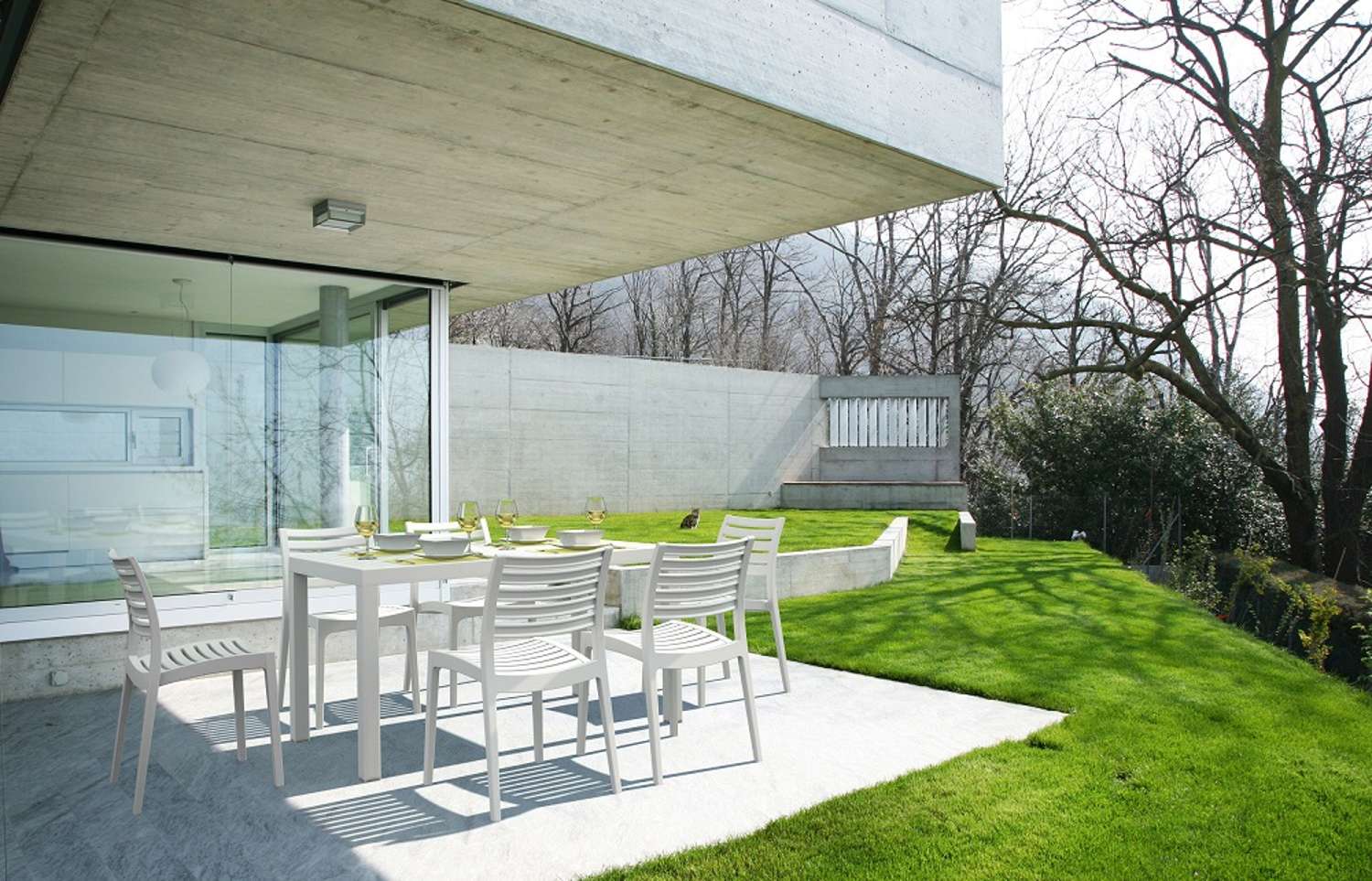 Siesta Ares Balcony Table Setting with 6 Seats White | Office Furniture Designs