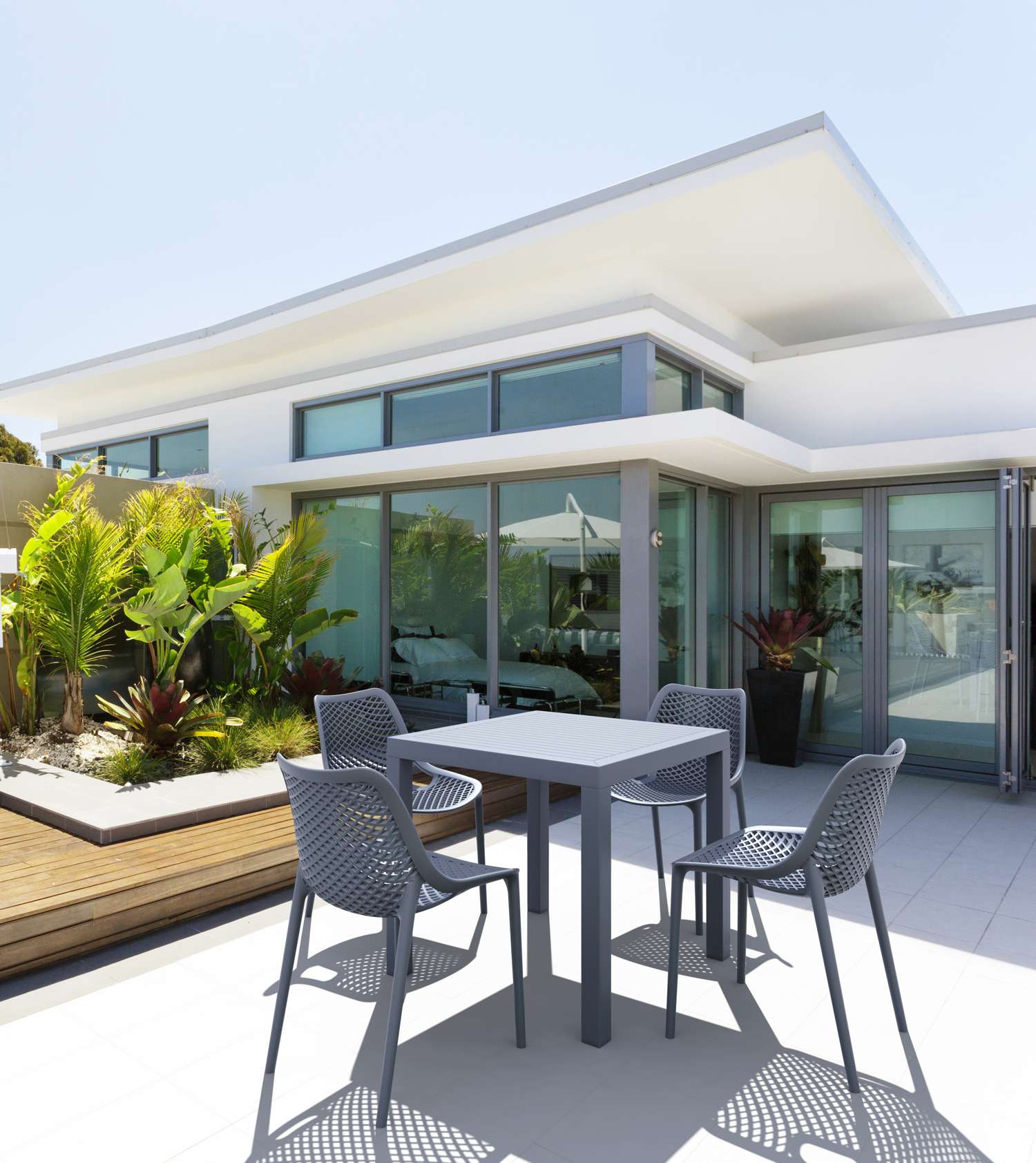 Siesta Ares Outdoor Table Setting with Air Chair Anthracite | Office Furniture Designs