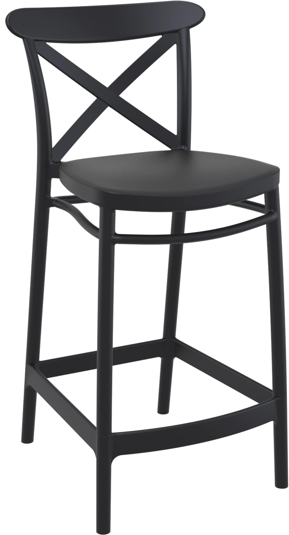 Siesta Cross Barstool 65cm - Counter Height Black | Office Furniture Designs