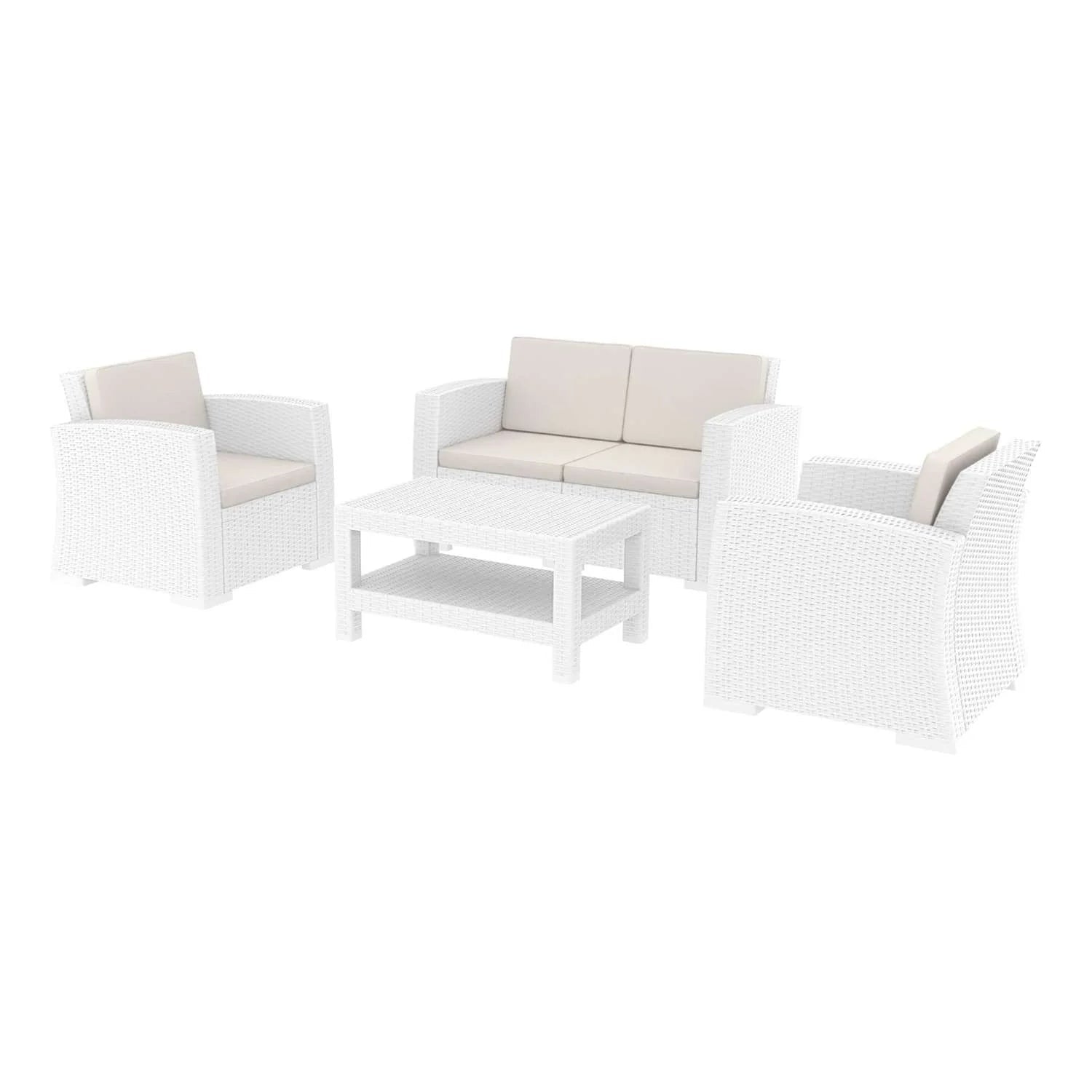 Siesta Monaco Lounge Sets With Cushion All White | Office Furniture Designs