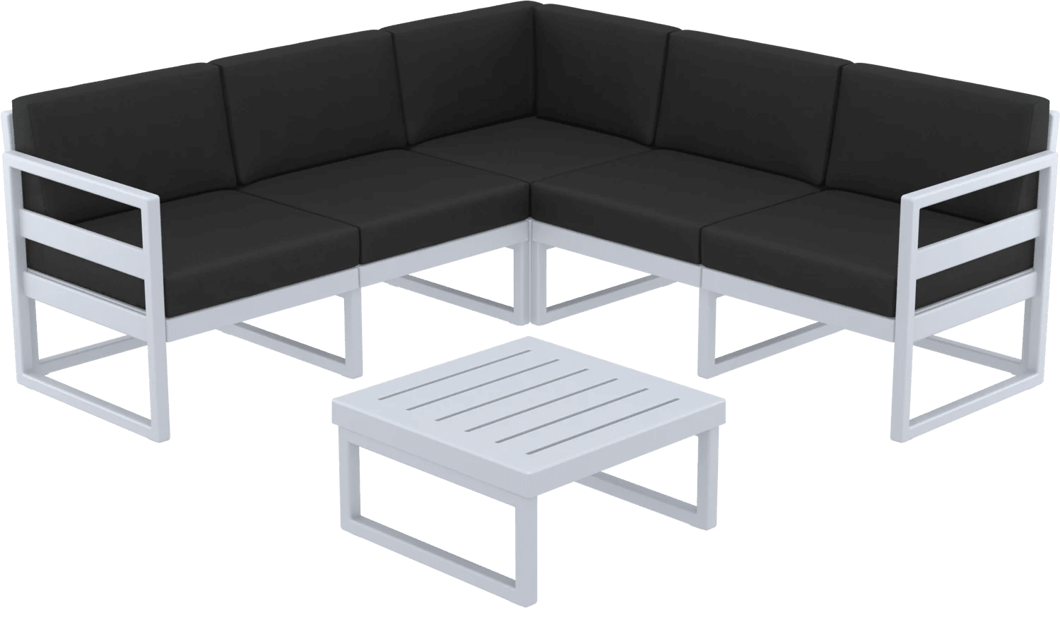 Siesta Mykonos Lounge Corner Sets Silver Grey Black Cushions | Office Furniture Designs