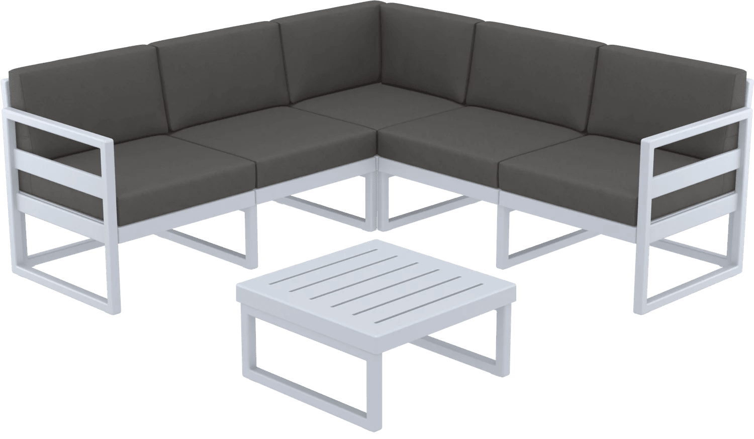 Siesta Mykonos Lounge Corner Sets Silver Grey Dark Grey Cushions | Office Furniture Designs