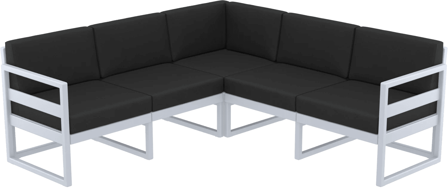 Siesta Mykonos Lounge Corner Silver Grey Black Cushions | Office Furniture Designs