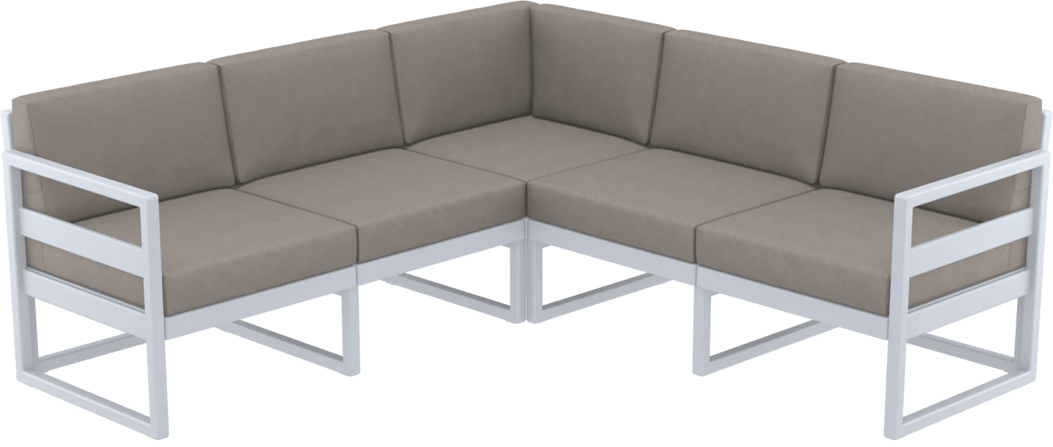Siesta Mykonos Lounge Corner Silver Grey Brown Cushions | Office Furniture Designs
