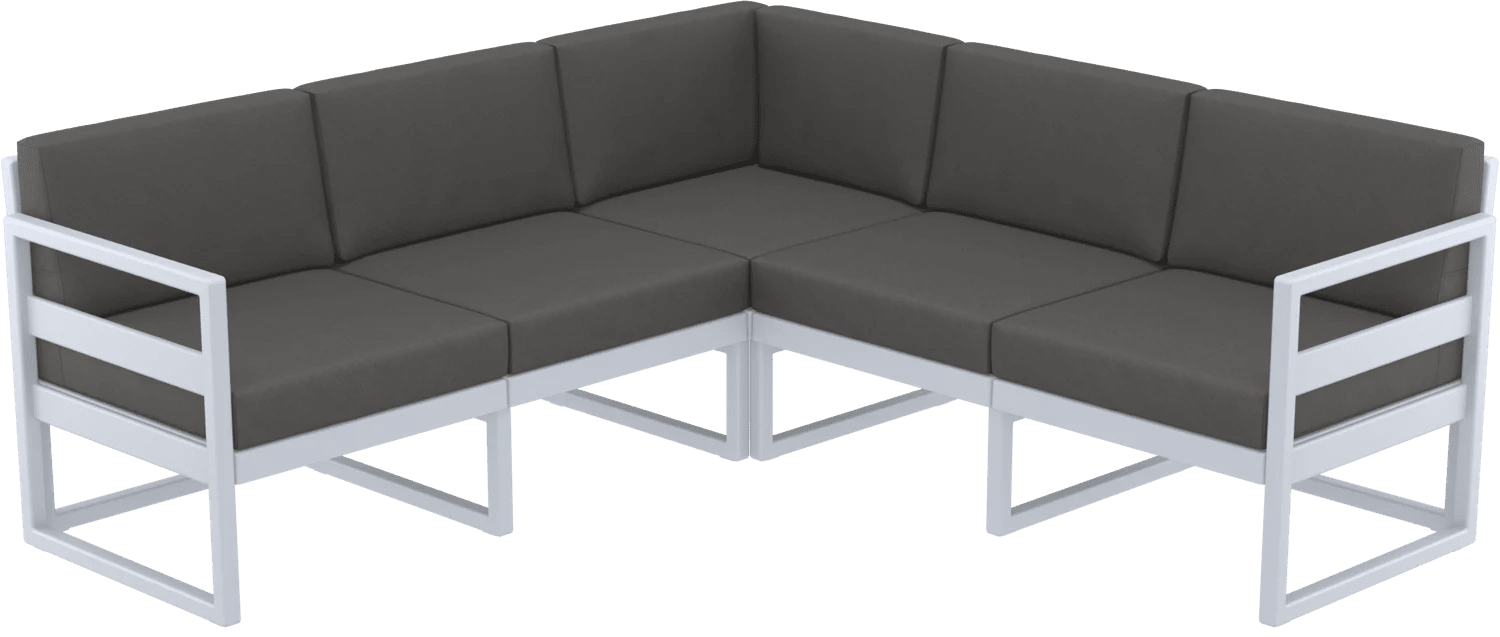 Siesta Mykonos Lounge Corner Silver Grey Dark Grey Cushions | Office Furniture Designs