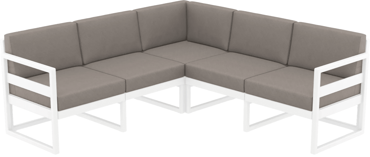 Siesta Mykonos Lounge Corner White Brown Cushions | Office Furniture Designs