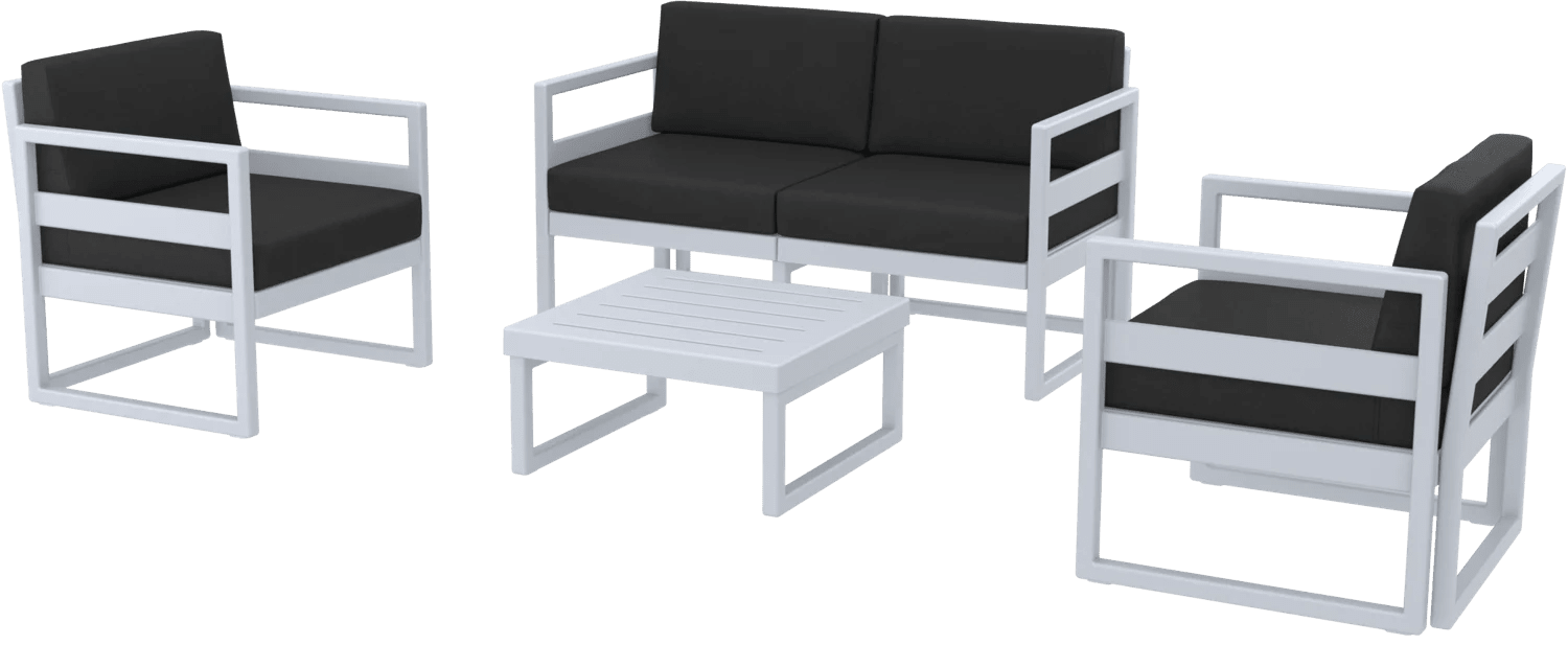 Siesta Mykonos Lounge Sets Silver Grey Black Cushions | Office Furniture Designs