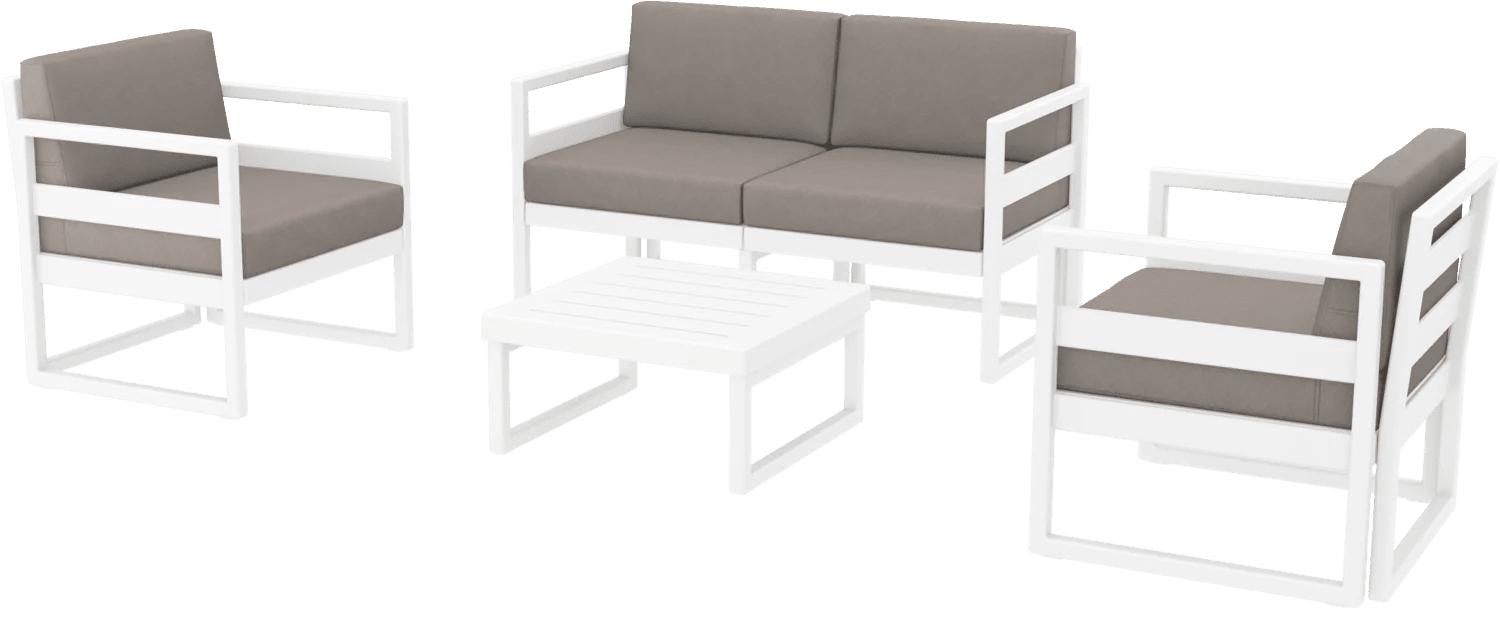Siesta Mykonos Lounge Sets White Brown Cushions | Office Furniture Designs