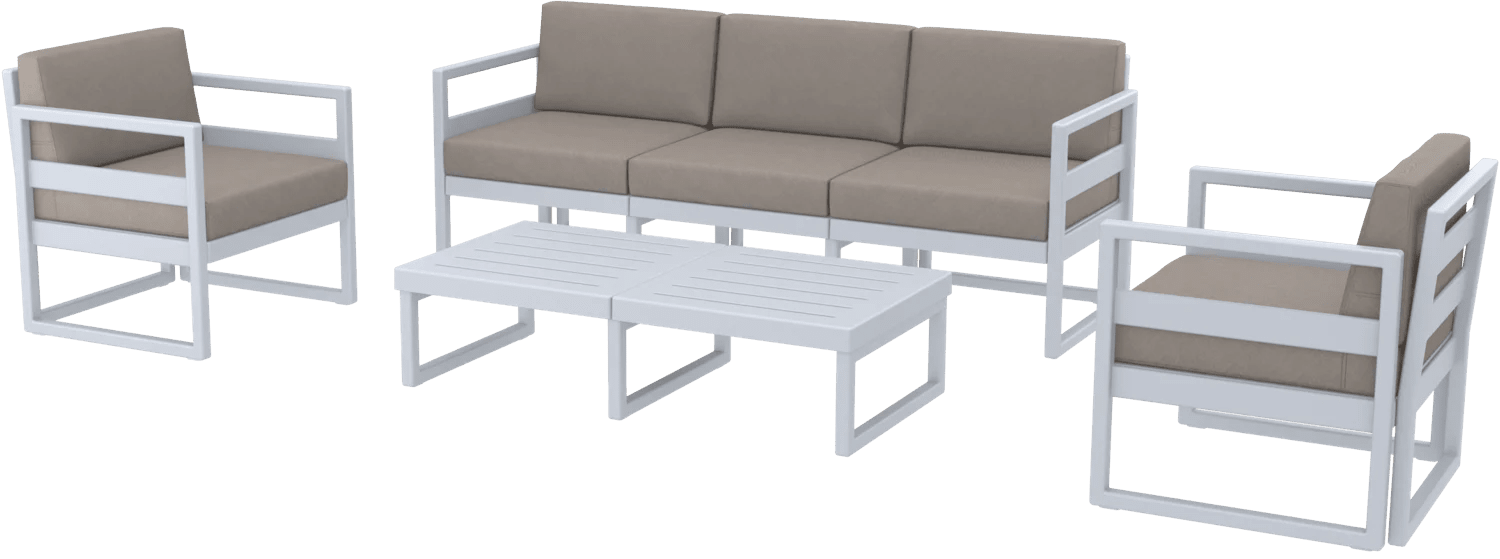 Siesta Mykonos Lounge Sets XL Silver Grey Brown Cushions | Office Furniture Designs
