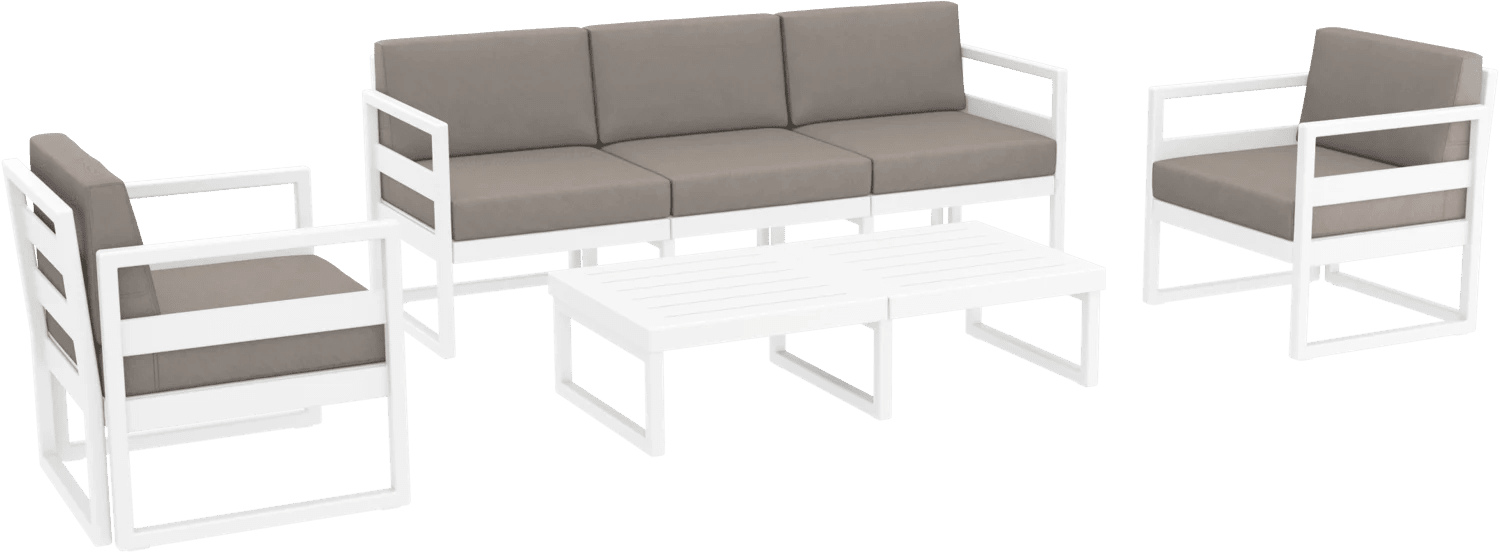 Siesta Mykonos Lounge Sets XL White Brown Cushions | Office Furniture Designs