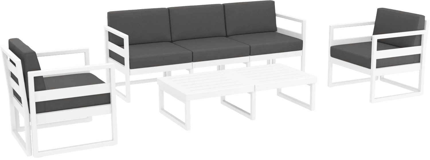 Siesta Mykonos Lounge Sets XL White Dark Grey Cushions | Office Furniture Designs