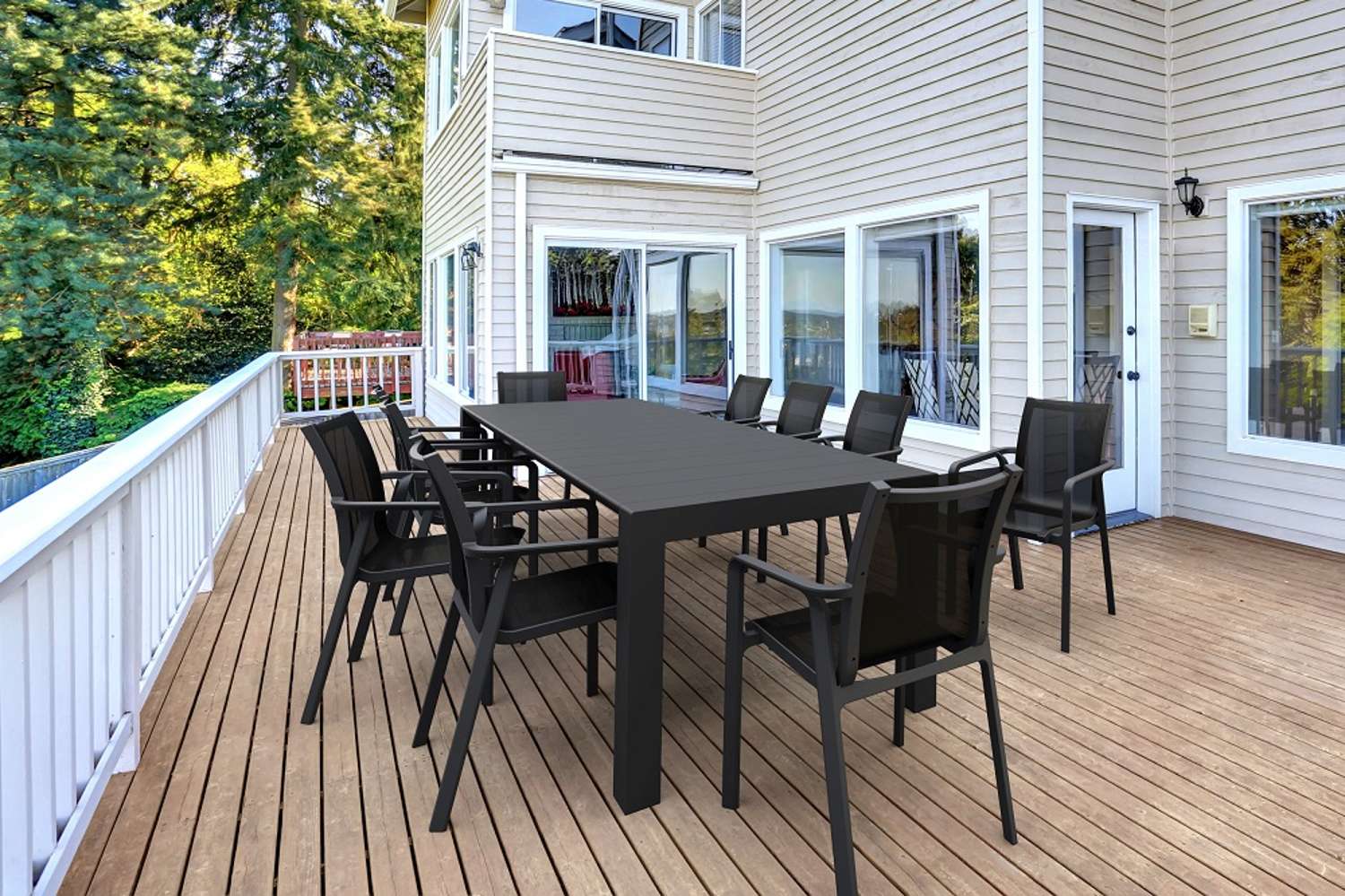 Siesta Outdoor 11 Piece Setting with Extendable Table Black | Office Furniture Designs