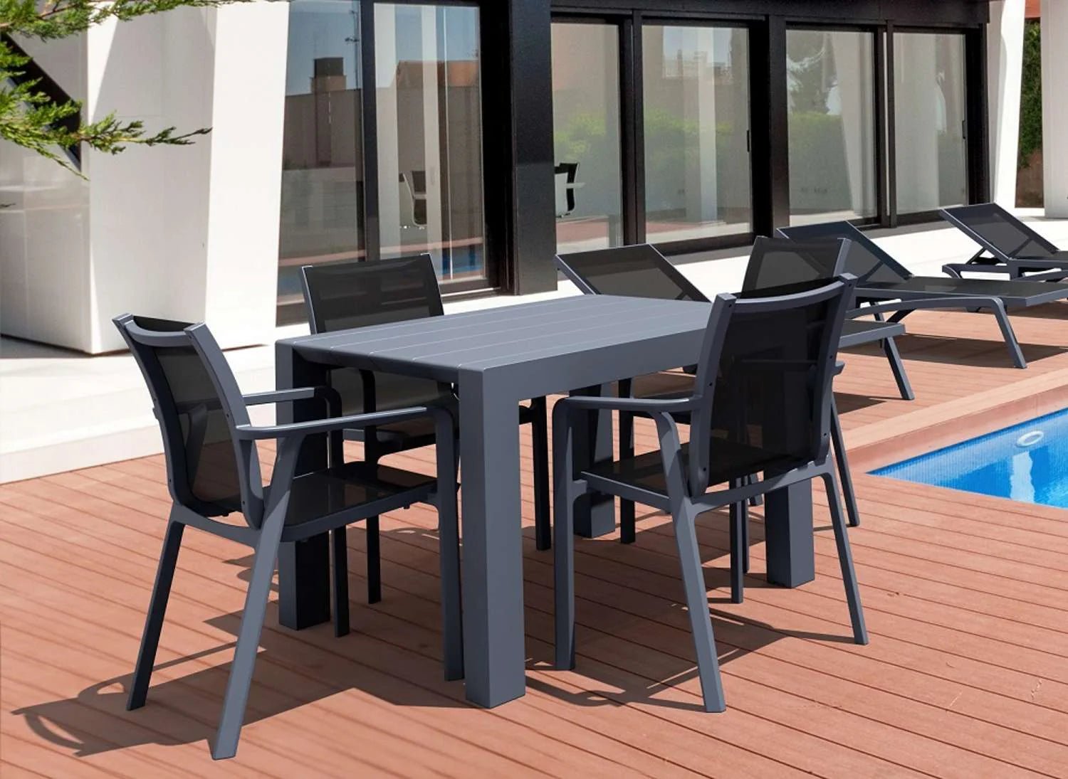 Siesta Outdoor 5 Piece Setting with Extendable Table Anthracite | Office Furniture Designs